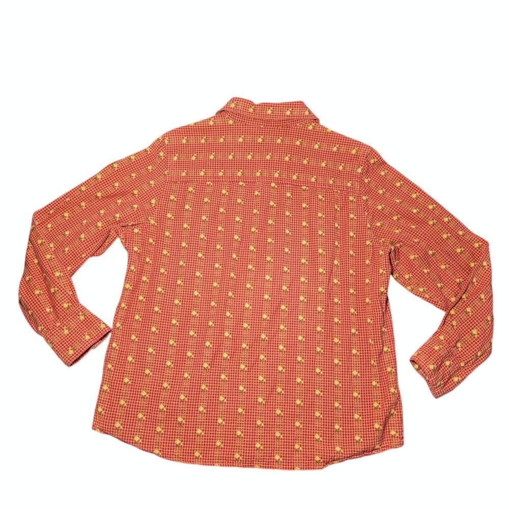 Krazy Kat Vintage Cottagecore Calico Floral Button Down Shirt Red Tan Size M - Picture 7 of 15